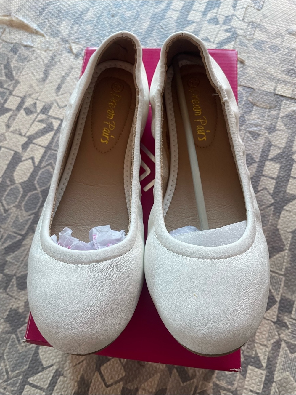 Dream Pairs Kids White Ballet Flats with Cushioned Insole